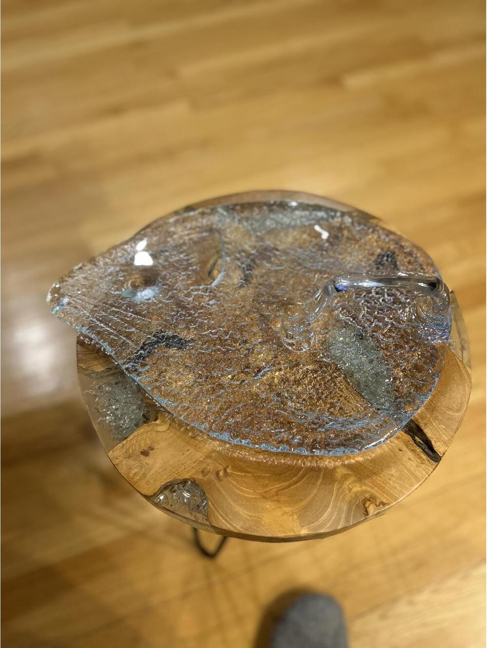Mid Century Blenko Style Glass Mouse Cheese Plate
